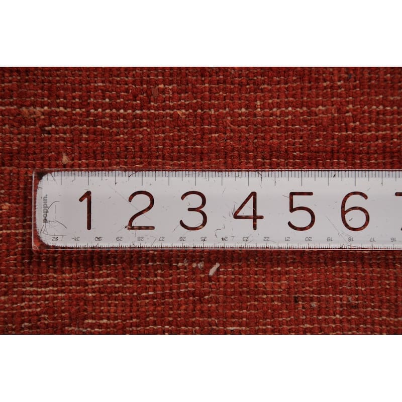 Gabbeh Modern Rug Hand-Knotted Red Solid Wool Carpet - 3'4" x 5'0"