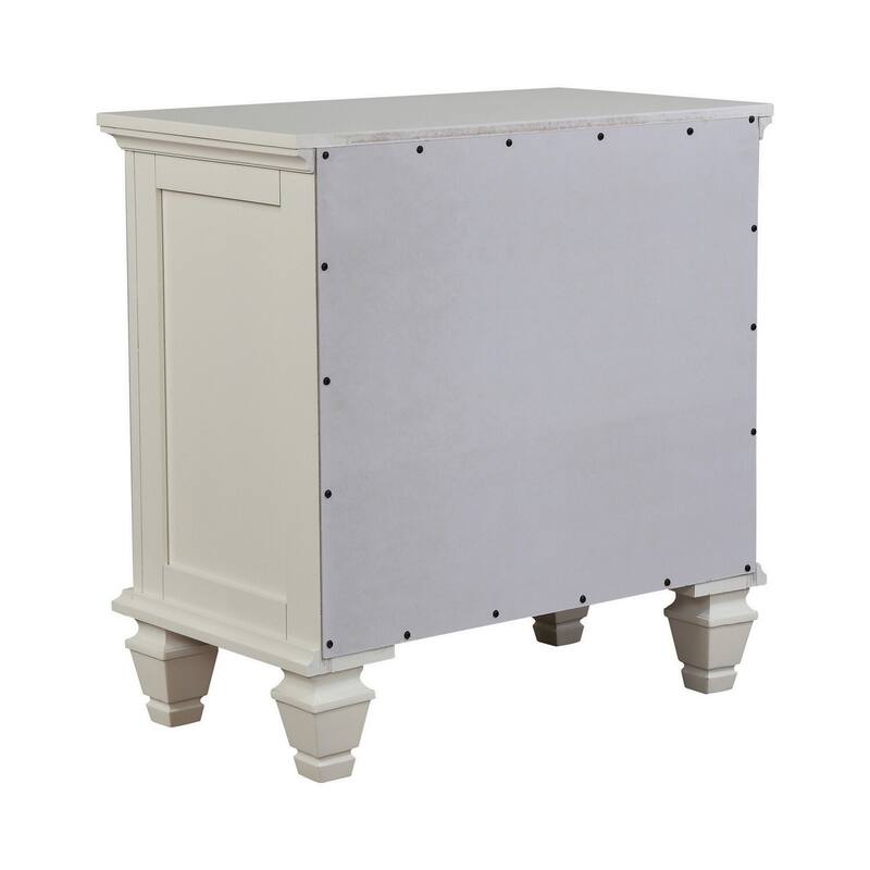 White/Nickel 3 Drawer 29 in. W Nightstand with Sturdy Hardware and Ample Storage