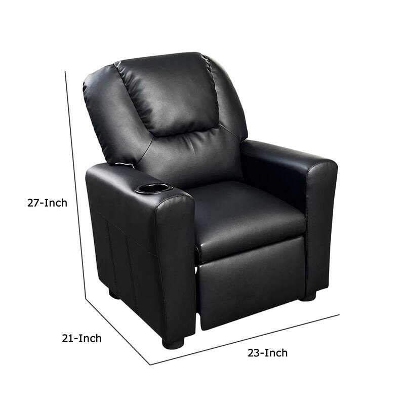 Nik Youth Recliner Chair, Cup Holder, Padded Seat and Back, Black