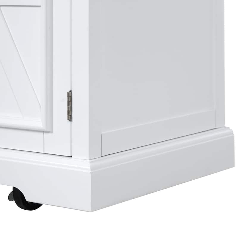 54.9" Kitchen Island with Drop Leaf, Power Outlet, Rolling Wheels, and Storage Racks - 54.9'' x 29.5'' x 36''