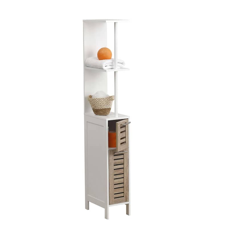 Stockholm Slim Bathroom Storage Cabinet Open Shelves Two Doors - 51.4"H x 7.2"L 12"W