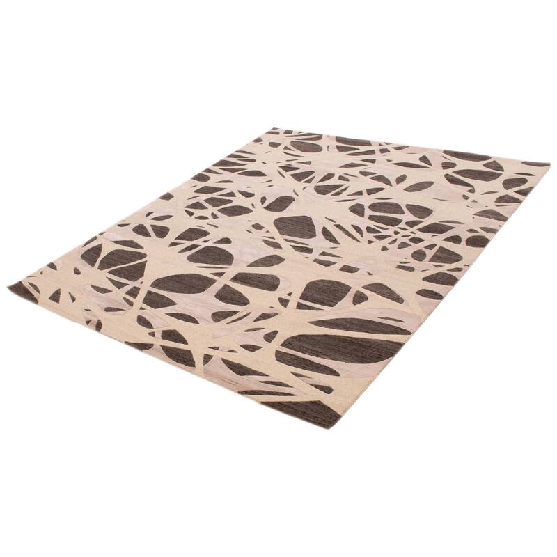 ECARPETGALLERY Hand-knotted Alma Light Grey Silk, Wool Rug - 7'10 x 9'10