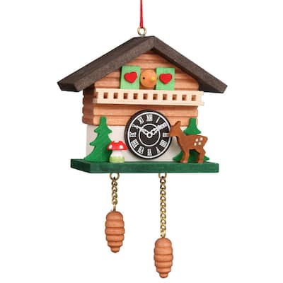 3" Green, Beige, and Brown Cuckoo with a Deer Collectible Christian Ulbricht Ornament