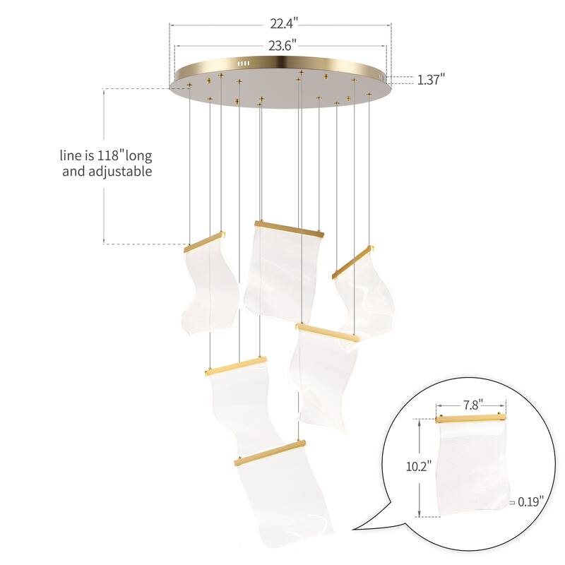 Rinkle LED Leaf Multi-Pendant Lamp Stairway Staircase Cascade Chandelier - N/A
