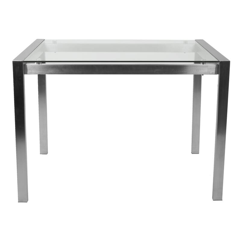 LumiSource Fuji Contemporary Stainless Steel Counter Table - Clear Glass