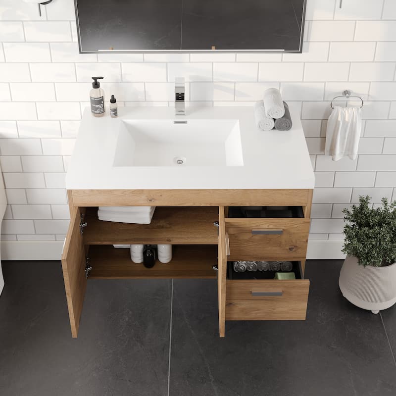 Lugano 36" Wall-mount Bath Vanity with Integrated Acrylic Sink
