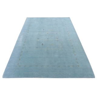 Shahbanu Rugs Periwinkle Blue, Hand Loomed, Modern Gabbeh, Pure Wool ...