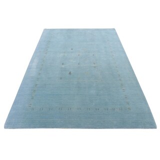 Shahbanu Rugs Periwinkle Blue, Hand Loomed, Modern Gabbeh, Pure Wool ...