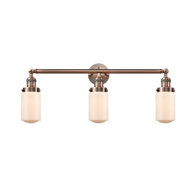 Innovations Lighting Dover 3 Light 31" Wide Bathroom Vanity Light - Antique Copper / Matte White Cased