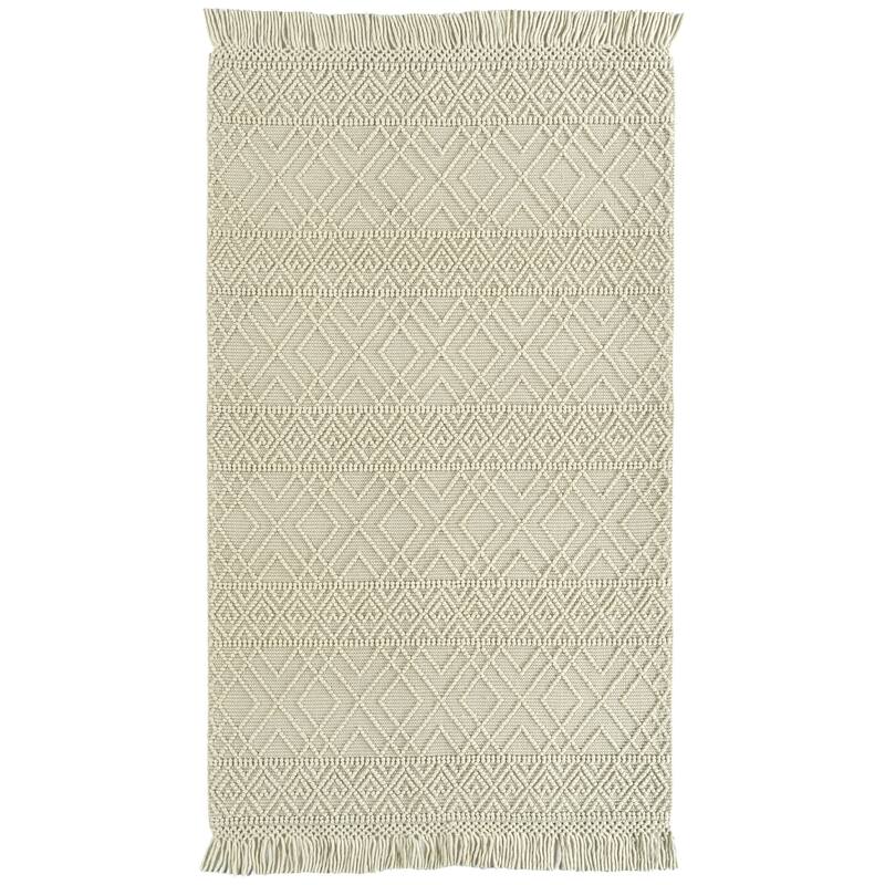 Mara Collection Ivory Square Indoor Throw Rug