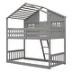 preview thumbnail 10 of 8, Twin over Twin House Bunk Bed with Roof, Window Box and Door, Grey