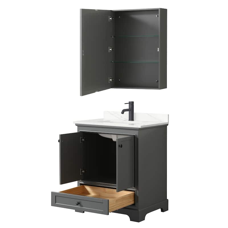 Deborah 30-inch Single Vanity, Quartz Top, Medicine Cabinet