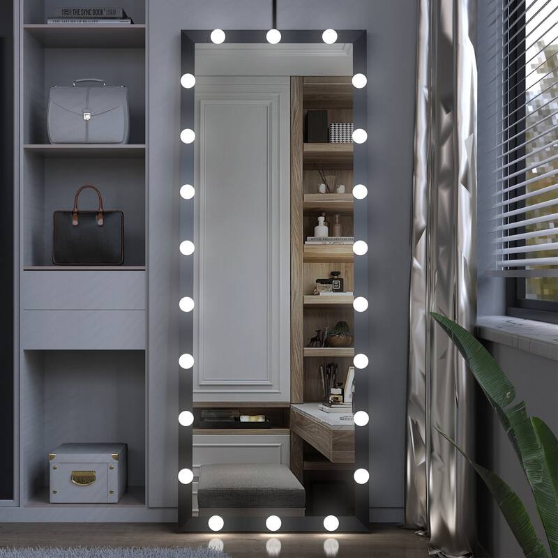 63 Inch Rectangular Framed Dimmable Wall Mounted LED Full Length Mirror