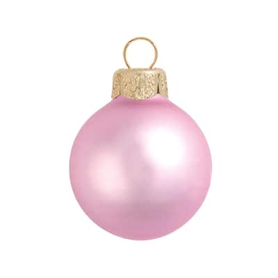 Matte Finish Glass Christmas Ball Ornaments 2" (50Mm) Pale Pink 28Ct