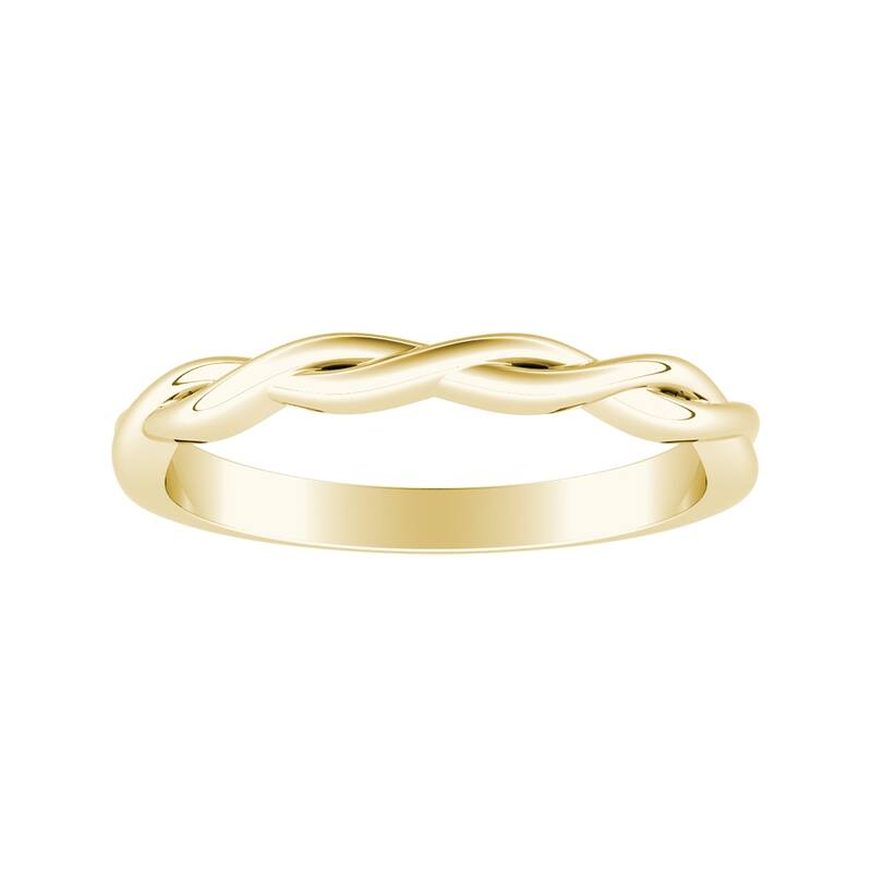 Auriya 14k Gold Ultra-thin Twisted Stackable Wedding Band - Yellow - 4.5