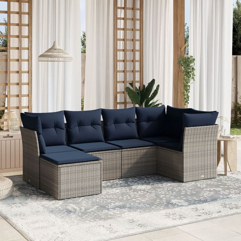 Modular Garden Sofa Set with Cushions - Gray without table - 24.4" x 24.4" x 27.2"