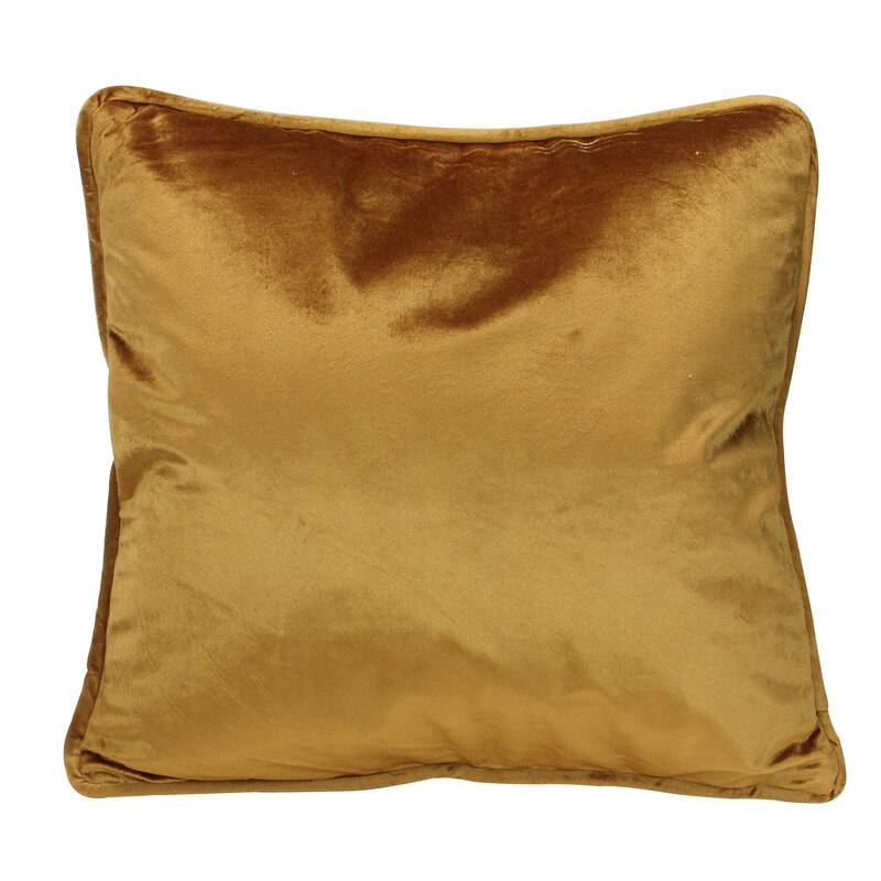 18" Solid Golden Mustard Plush Velvet Square Throw Pillow Piped Edging