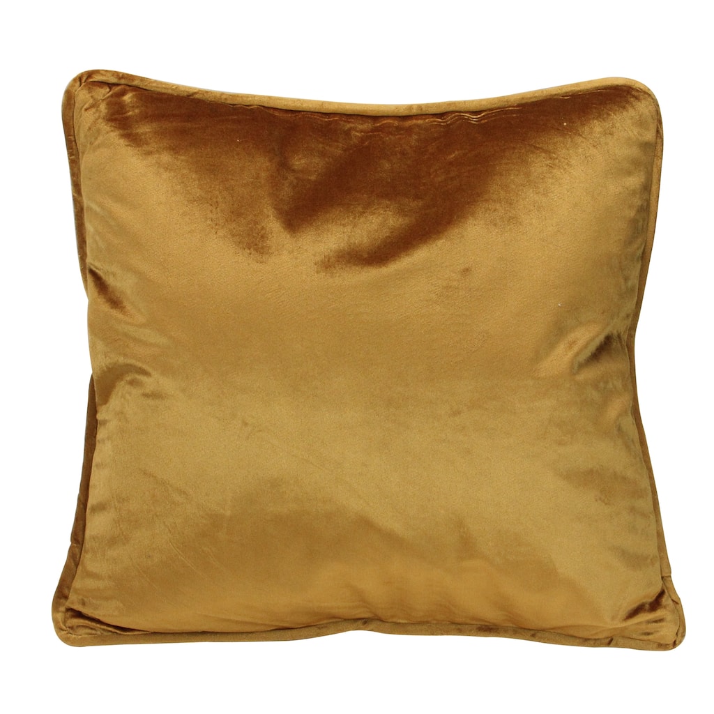 18" Solid Golden Mustard Plush Velvet Square Throw Pillow Piped Edging