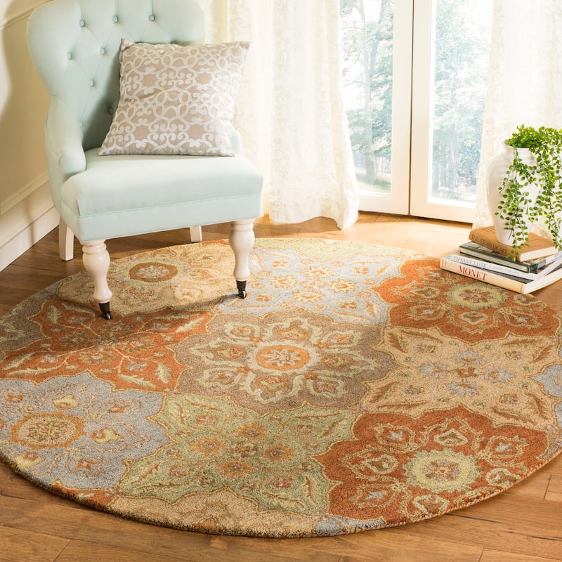 SAFAVIEH Handmade Heritage Uranie Traditional Oriental Wool Rug - 6' Round - Multi