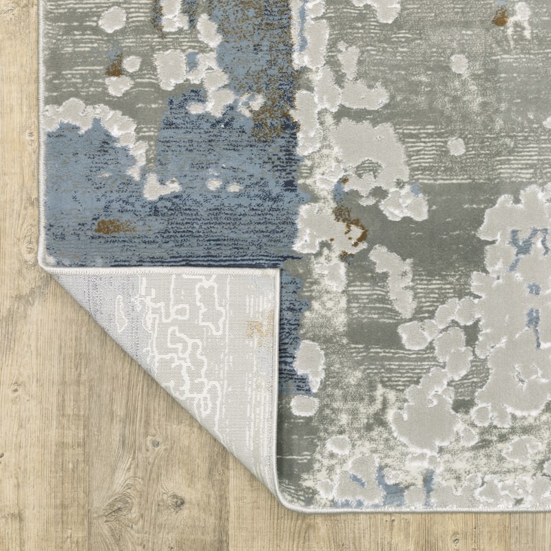 Style Haven Emery Contemporary Abstract Grey/ Blue Mixed-Pile Area Rug