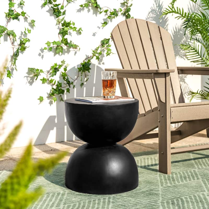 18"H Modern Outdoor MGO Round Side Table Garden Stool - 15.75"L X 15.75"W X 17.75"H