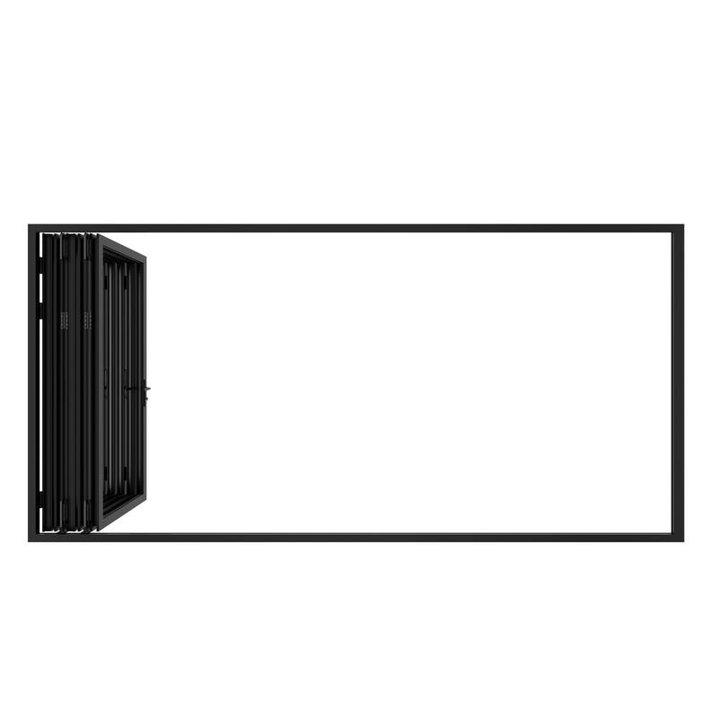 KaMic 168"×96" 5 Panels Aluminum Folding Door In Black,Folded Out From Left To Right Model #:FD5PBK16896-LR