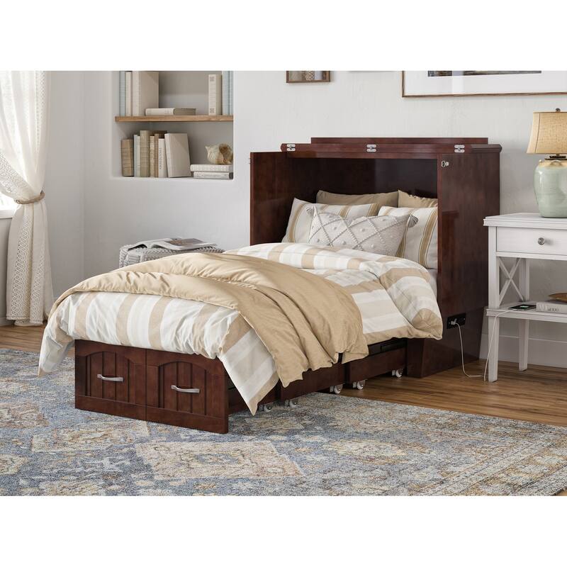 Nantucket Murphy Bed Chest with Mattress and Built-in Charging Station