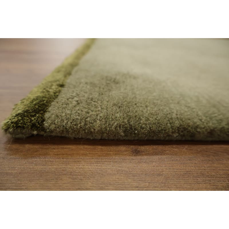Hand Knotted Oriental 100% Wool Carpet Modern Abstract Green Nepalese Area Rug - 5' 0'' X 3' 0''