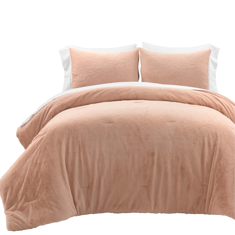 Lush Decor Modern Solid Ultra Soft Faux Fur Light Weight All Season Comforter Set