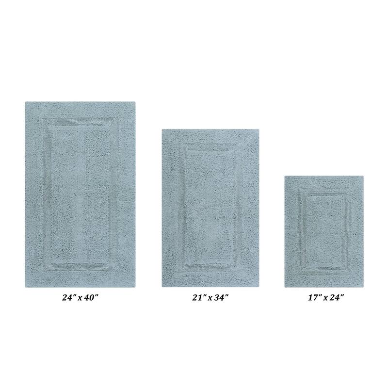 Better Trends Bath Rugs Set 100% Cotton Reversible Water Absorbent Bathroom Rug for Shower, Sink, Bath Mats - Lux Collection