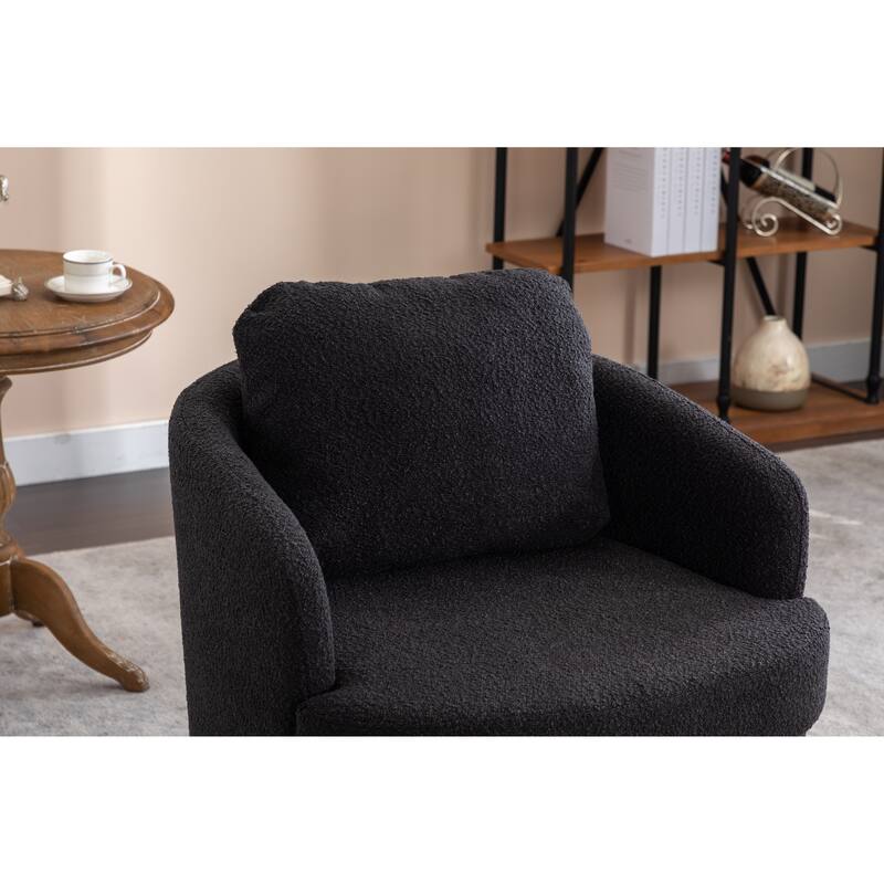 Black 30.3" Swivel Accent Chair with Wood Base
