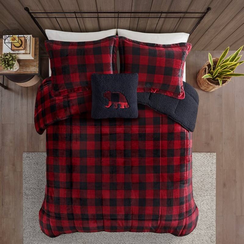 GDF Studio - Alton Plush to Sherpa Down Alternative Comforter Set - Plaid