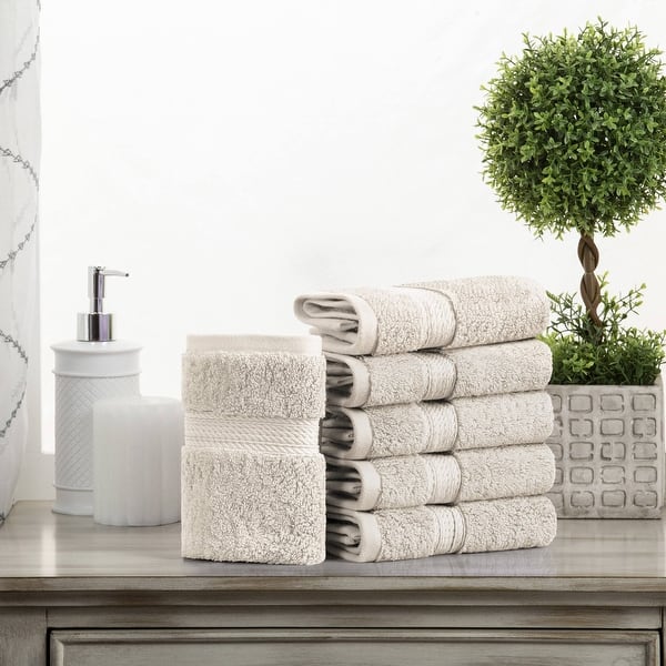 Superior Egyptian Cotton Pile Heavyweight Face Towel Set of 6 - Stone