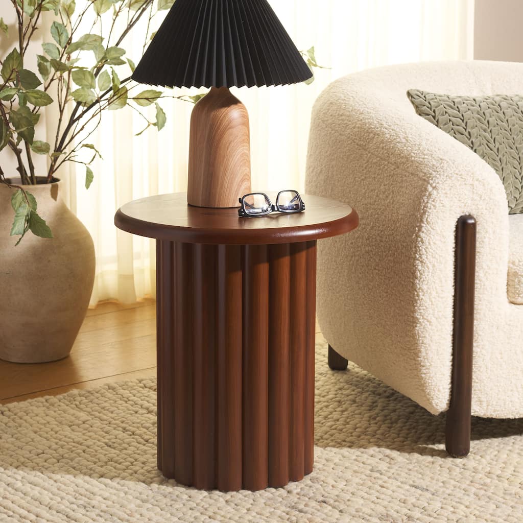SAFAVIEH Monka Round Top Pedestal End Table, Fully Assembled - 18"W x 18"D x 20"H