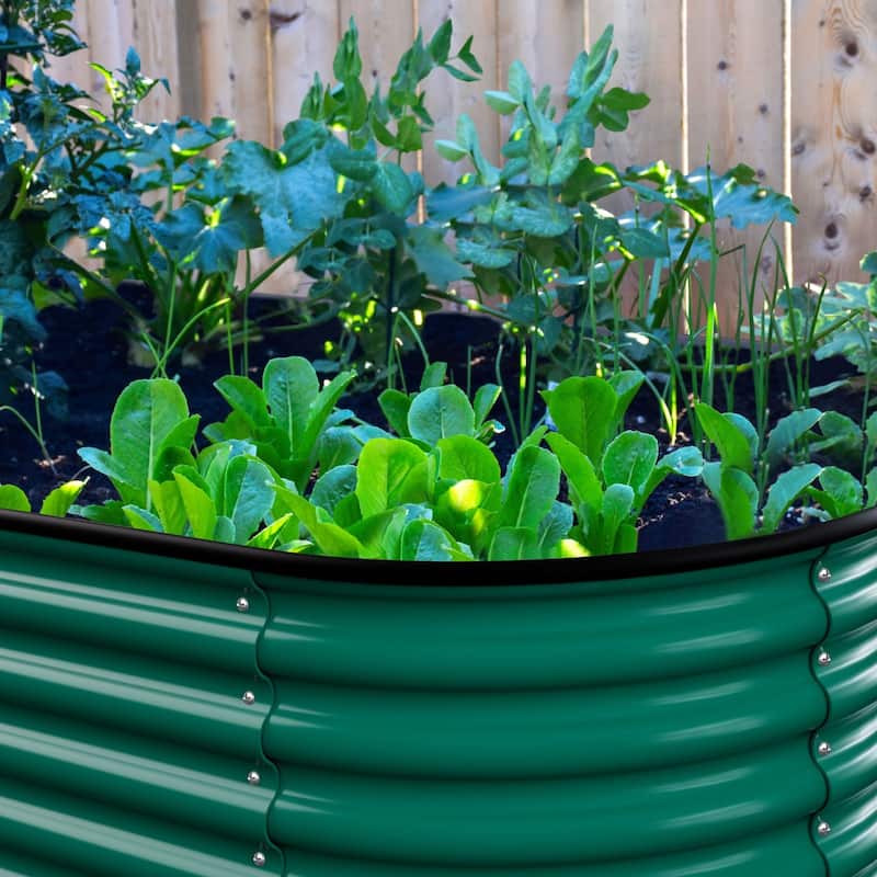 VEIKOUS 24''H Galvanized Steel Raised Garden Bed, Bottomless Design for Healthy Plant Growth