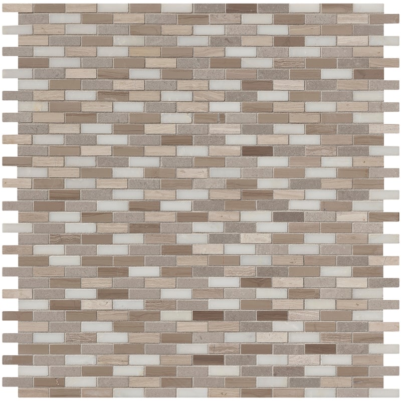 Ackland AKM-S-12X12BRH-CA 12" x 12" Marble and Stone Brick Mosaic Tile