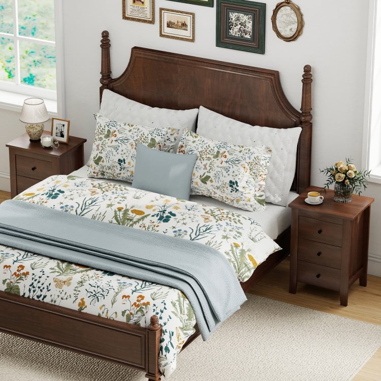 Bedside Table with 3 Drawers and Open Shelf Compact Storage Cabinet for Bedroom