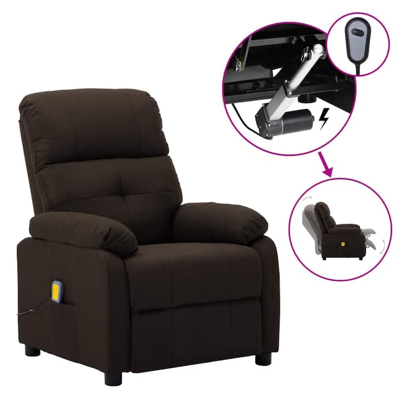 vidaXL Massage Chair Massaging Recliner Push Cozy Chair for Elderly Fabric - 30" x 35.4" x 39.4"