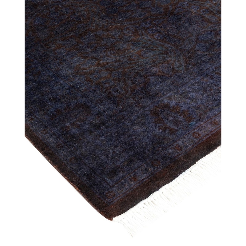 Overton Hand Knotted Wool Vintage Inspired Modern Contemporary Overdyed Purple Area Rug - 3' 1" x 5' 3"