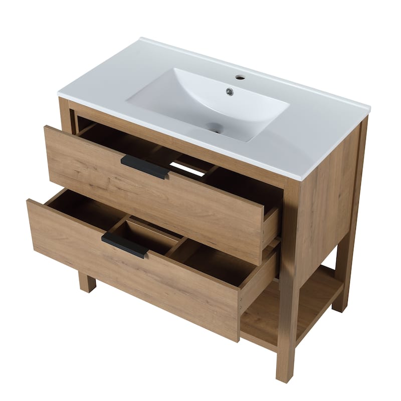 Plywood Freestanding Bathroom Vanity Set with Integrated Sink