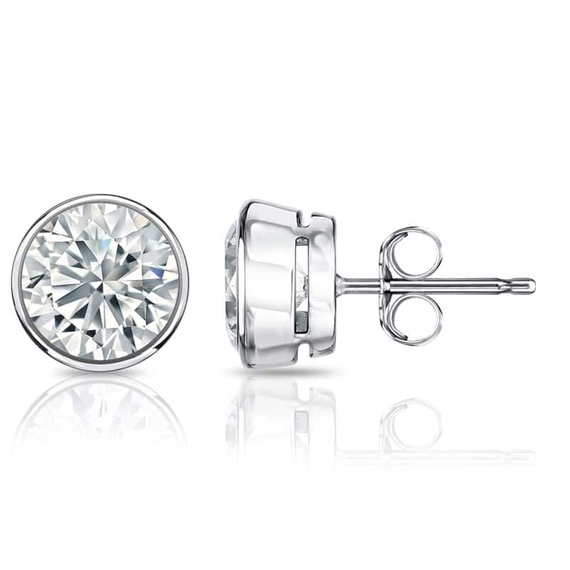 Auriya 1 1/5ctw Round Diamond Stud Earrings Bezel-set Platinum - GIA Certified - GIA Certified - White