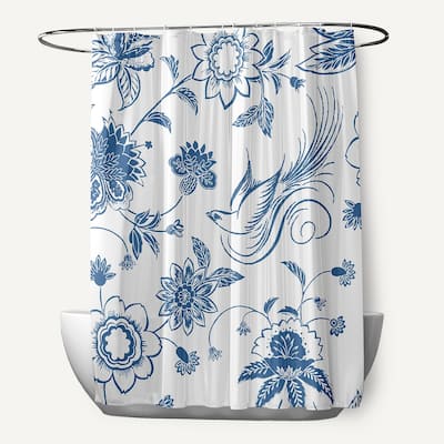 71 x 74-inch Traditional Bird Floral Print Shower Curtain