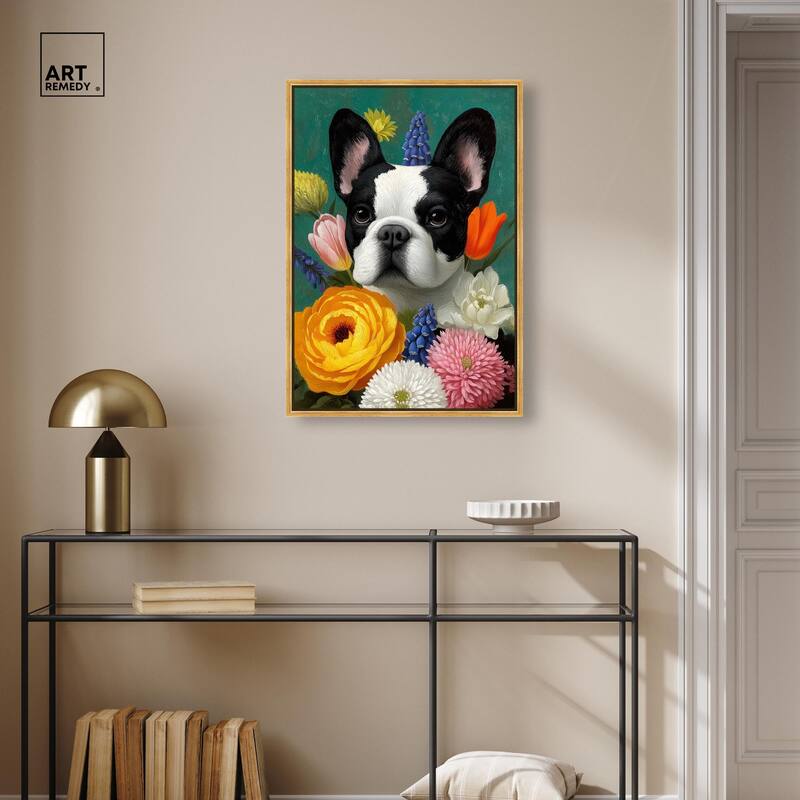 Secret Garden Frenchie Canvas by Art Remedy
