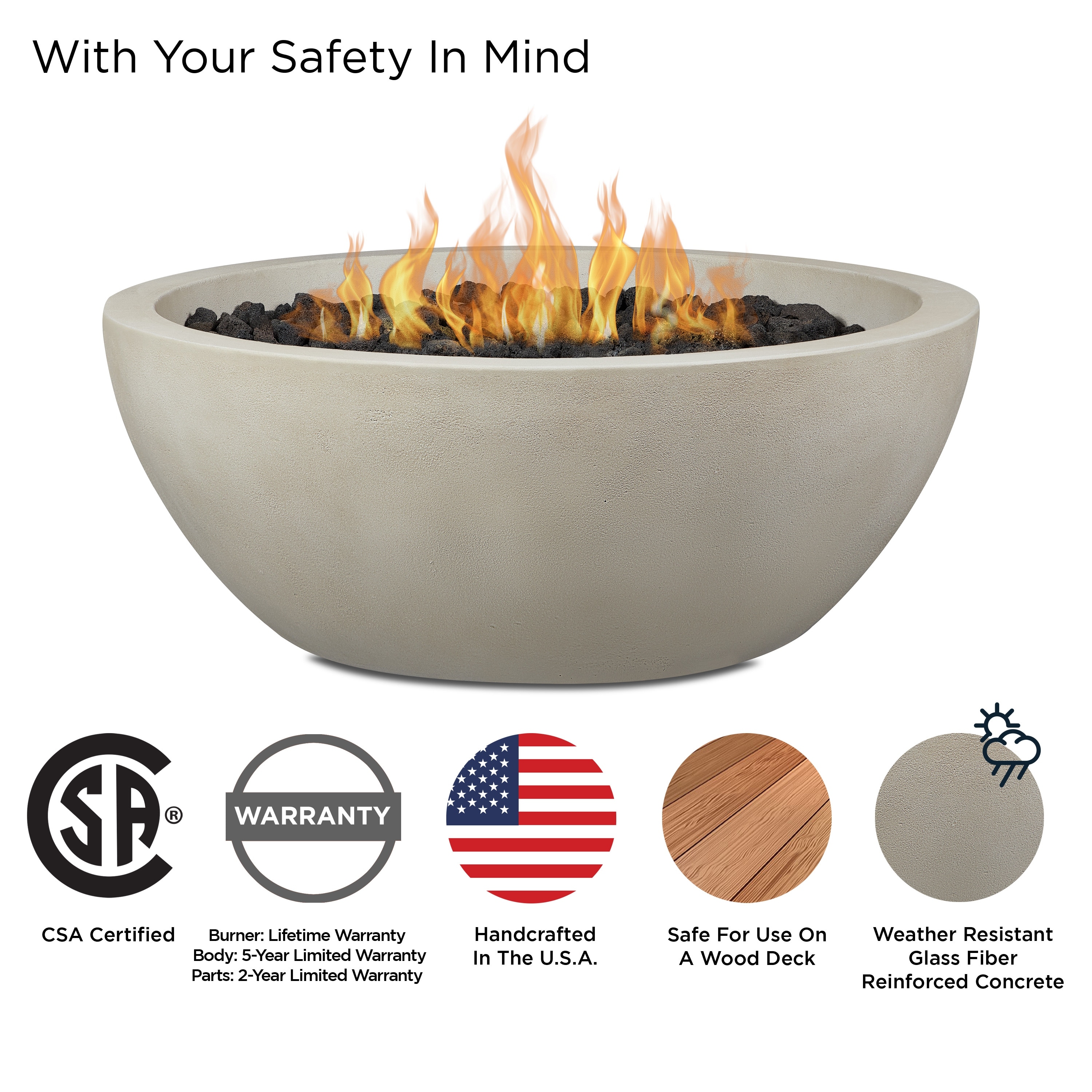 Alta Fog Large Natural Gas Fire Bowl by Jensen Co - 42 x 42 x 16