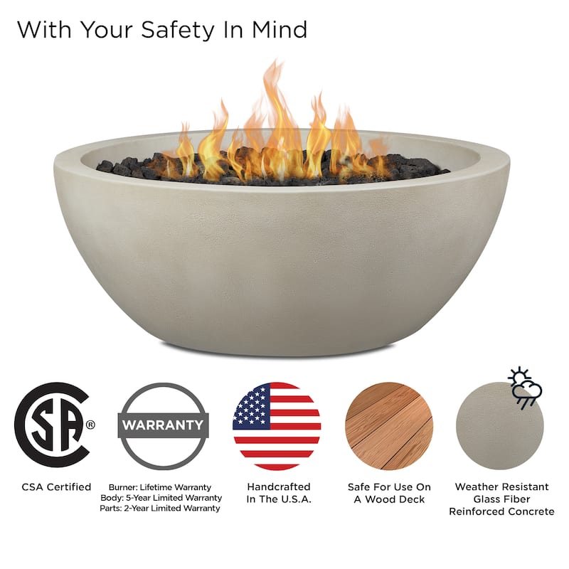 Alta Fog Large Natural Gas Fire Bowl by Jensen Co - 42 x 42 x 16