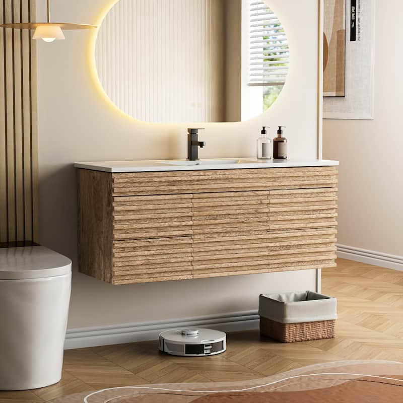 Bathroom Vanity with Drop-In Sink Wall-Mounted Storage Cabinet