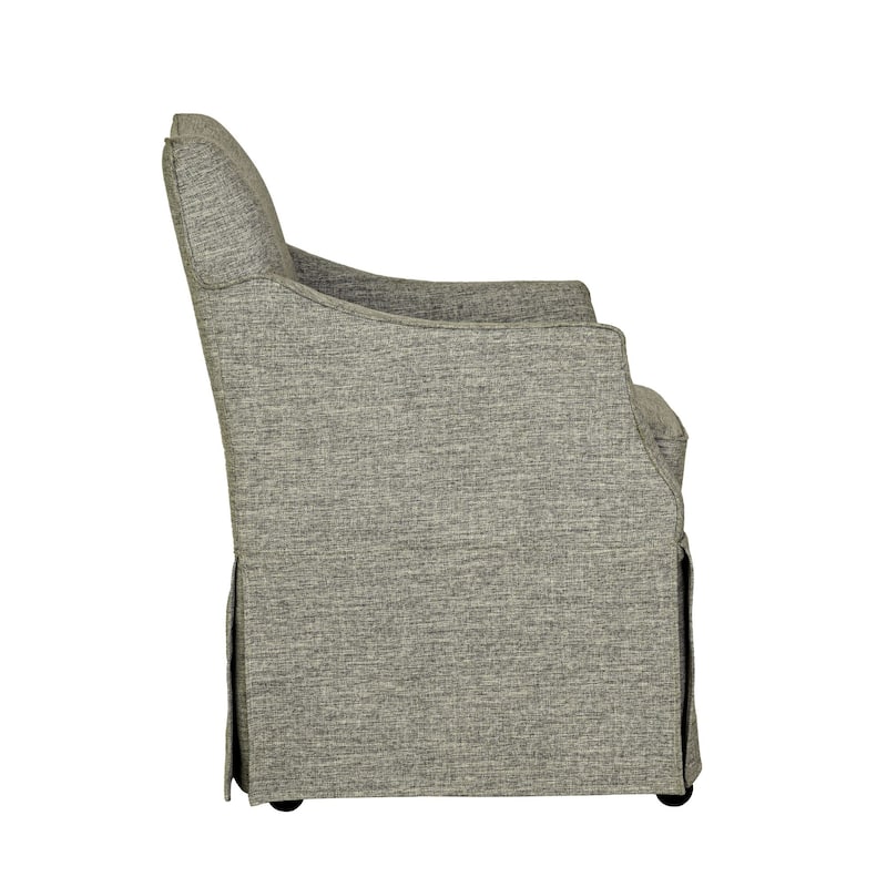 Martha Stewart London Upholstered Skirted Dining Arm Chair with Hidden Casters