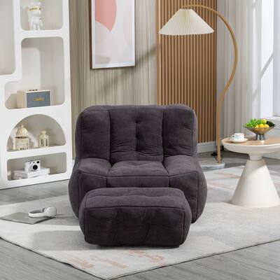 Comfortable Fluffy Bean Bag Chair with Memory Foam and Ottoman, Indoor Modern Focus