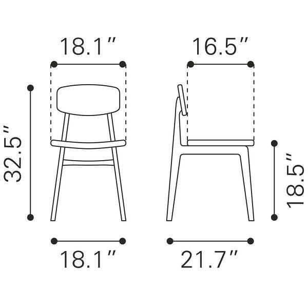 Othello Dining Chair (Set of 2) 18.1" W x 21.7" D x 32.5" H Bed