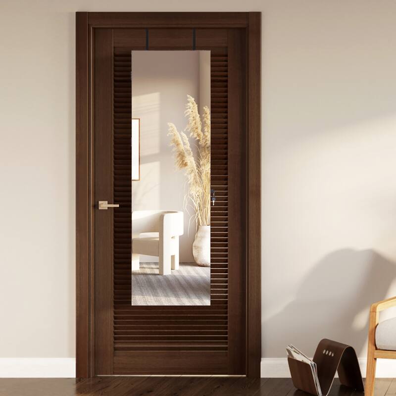 Gymax Mirror Jewelry Cabinet 96 LED Lights Wall Door Mounted Armoire